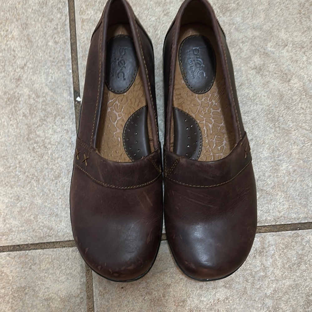 b.o.c. Brown Leather Mules Comfortable Slip-On Design